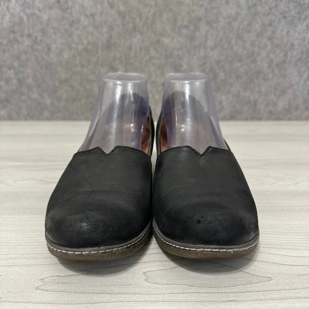 Dansko Liliana Wedge Shoes Womens 37 US 6.5-7 Black Leather Slip On Low Heel